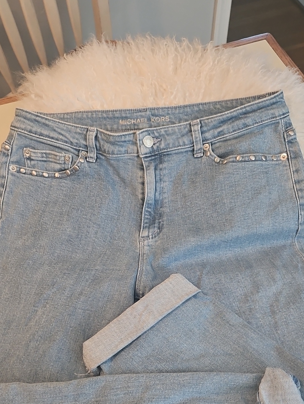 Michael Kors Light Blue Jeans with Stud Trim NWOT